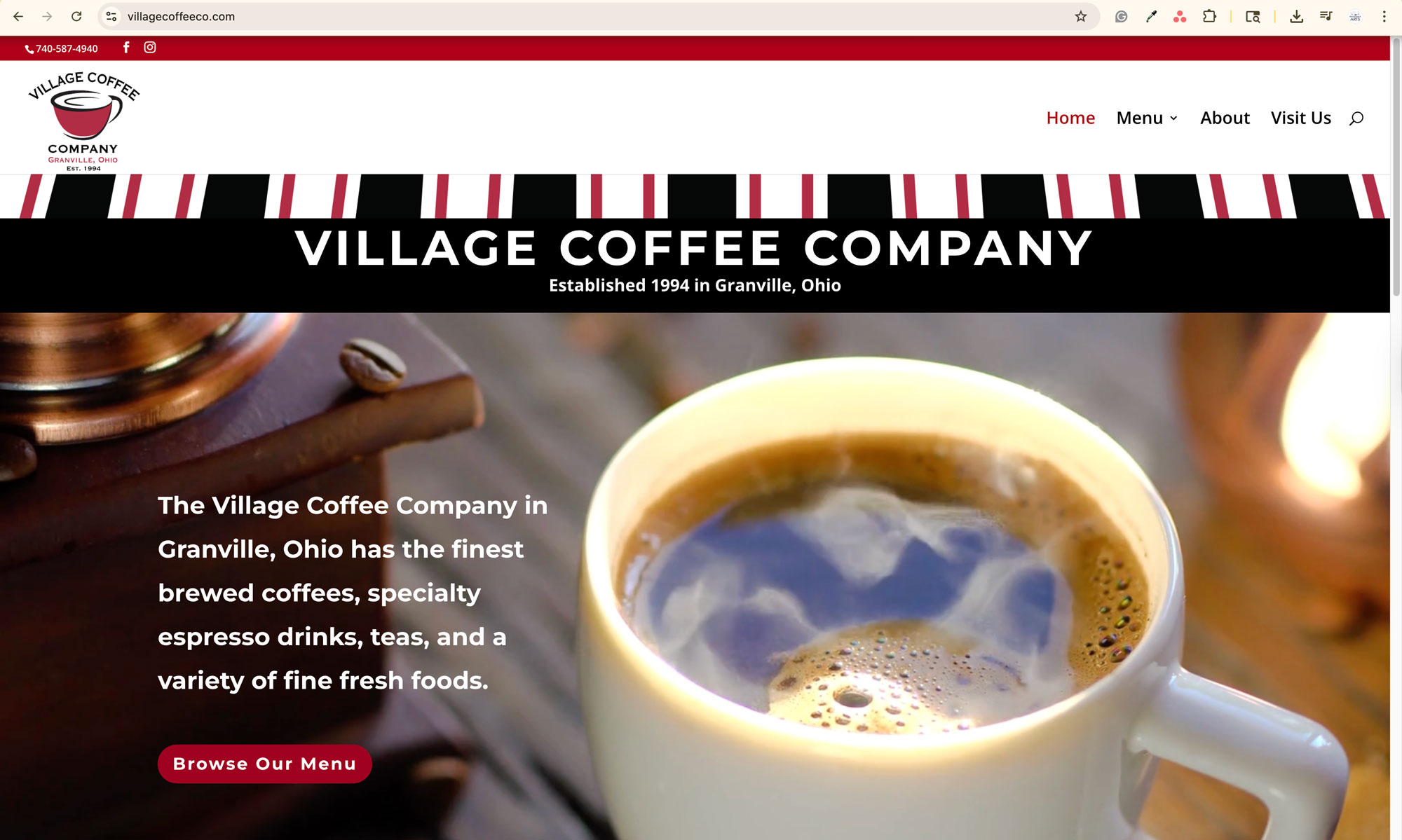 village coffee company website design